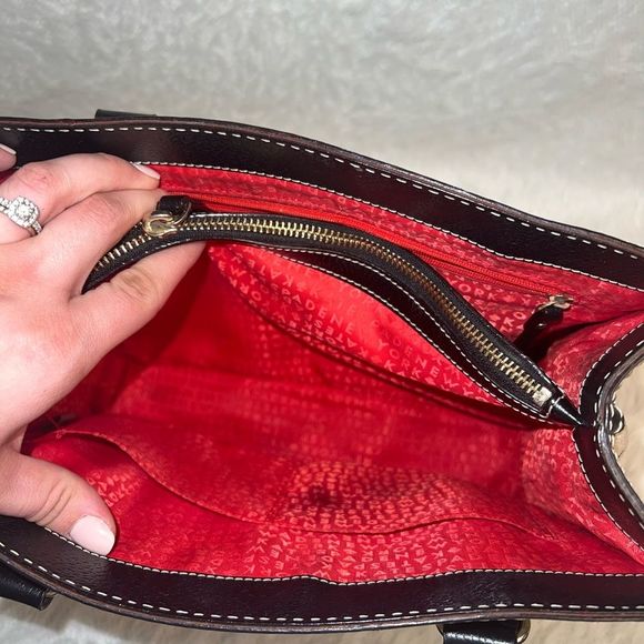 Kate spade Polka Dot Wellesley Quinn Black Khaki Canvas Leather Tote - Picture 15 of 16